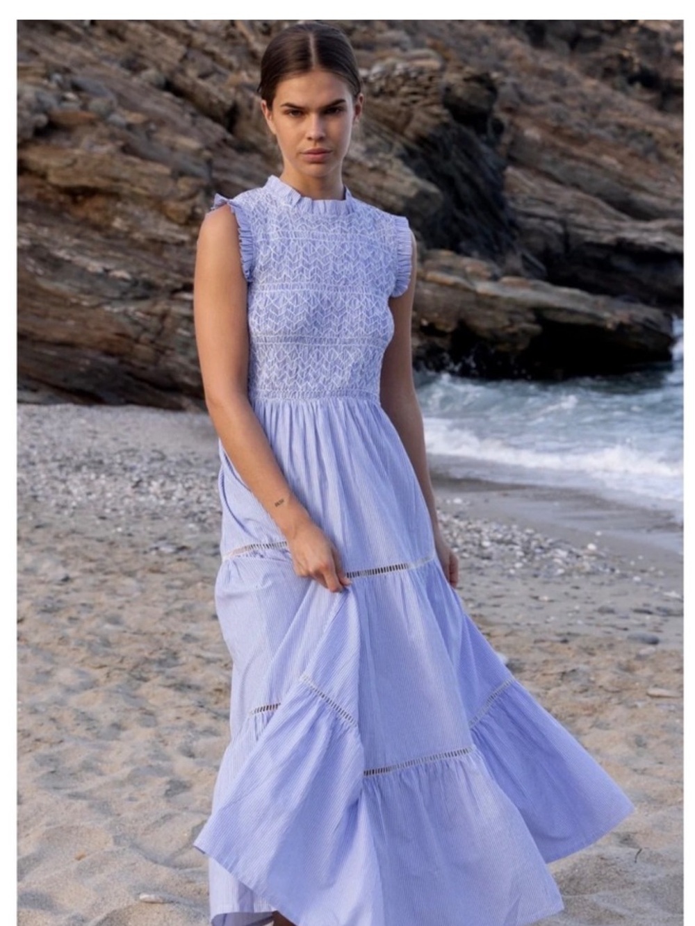 NWT Oliphant Chatham Light Blue Sleeveless Maxi Dress (Size Small) - Picture 3 of 8